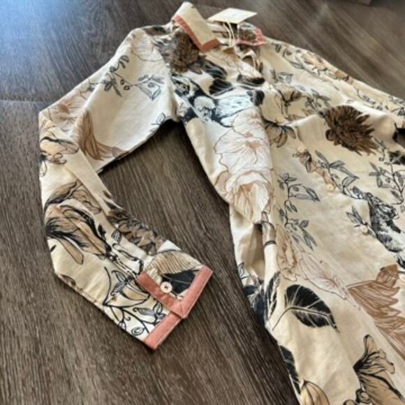 NWT Las Sureñas Clara Portrait Linen Shirt Dress Linen Cotton Animal Floral Sz S - Picture 10 of 16